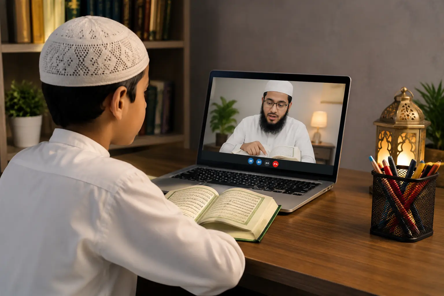 A kid is taking online Hifz classes from top rated Qualfied Teacher