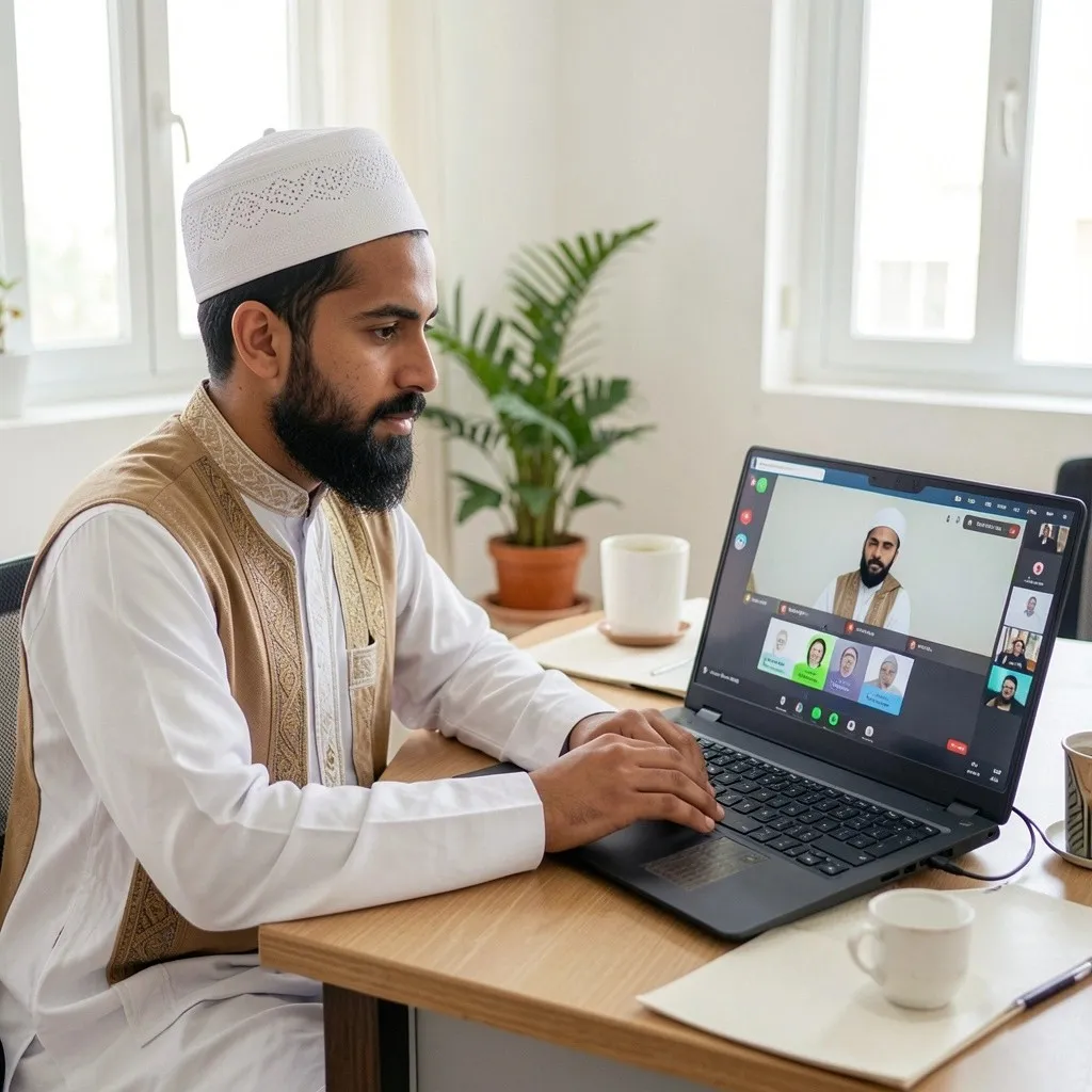 Quran Teacher taking Online Islamic studies for kids